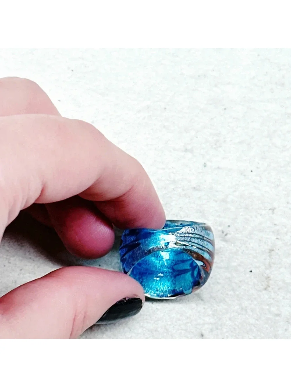 3017u. Blue Glass Ring 6